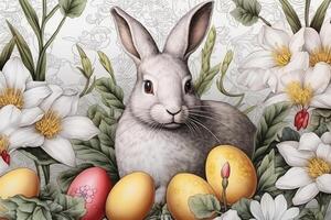 AI Generated Easter background, creating sketches and illustrations on paper napkins photo