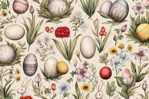 AI Generated Easter background, creating sketches and illustrations on paper napkins photo