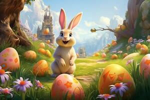 AI Generated Easter background, Disney style illustrations photo