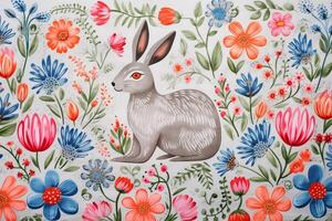 AI Generated Easter background, creating sketches and illustrations on paper napkins photo