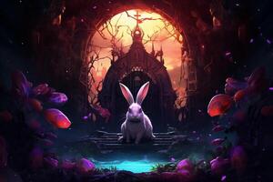 AI Generated Easter background, cyberpunk graphics illustrations photo