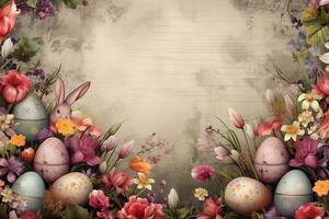 AI Generated Easter background, Decoupage Style photo