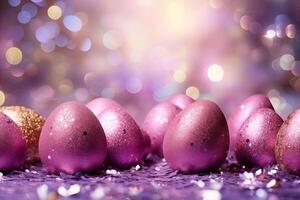 AI Generated Easter background, Glitter and sequins photo