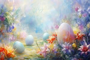 AI Generated Easter background, Impressionism photo