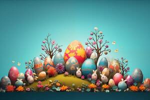 AI Generated Easter background, Pictogram Art photo