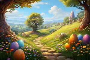 AI Generated Easter background, Painting photo