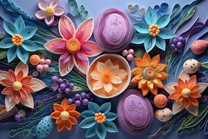 AI Generated Easter background, Quilling photo