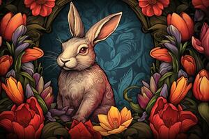 AI Generated Easter background, Tattoo Style photo