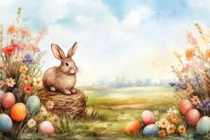 AI Generated Easter background, watercolor photo