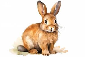 AI Generated Pleasant Easter bunny Isolated watercolor hand sketch. Beautiful image of a rabbit photo