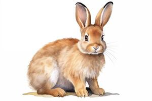 AI Generated Pleasant Easter bunny Isolated watercolor hand sketch. Beautiful image of a rabbit photo