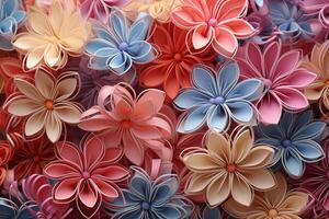 AI Generated Paper clip flowers, Easter background photo