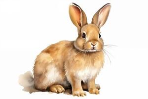 AI Generated Pleasant Easter bunny Isolated watercolor hand sketch. Beautiful image of a rabbit photo