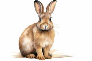 AI Generated Pleasant Easter bunny Isolated watercolor hand sketch. Beautiful image of a rabbit photo