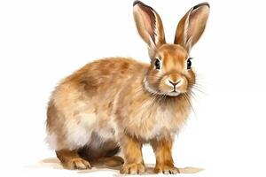 ai generado agradable Pascua de Resurrección conejito aislado acuarela mano bosquejo. hermosa imagen de un Conejo foto