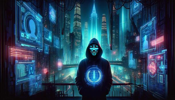 AI Generated The abstract background of the hacker threat photo