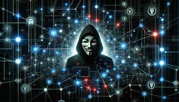 AI Generated The abstract background of the hacker threat photo