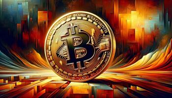 AI Generated Bitcoin background. Cryptocurrency Abstraction photo