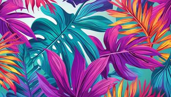 AI Generated Background of tropical flowers photo