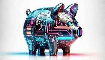 AI Generated Piggy bank close-up photo