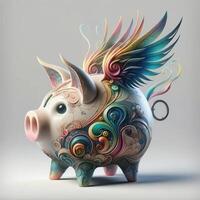 AI Generated Piggy bank close-up photo