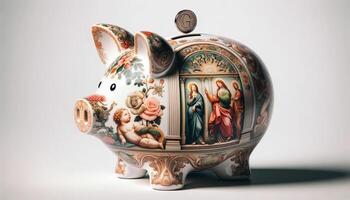 AI Generated Piggy bank close-up photo