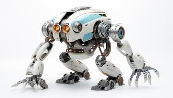 AI Generated Futuristic robot on a white background photo