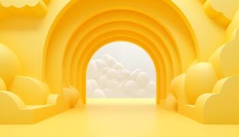 AI Generated Abstract yellow-blue background. Skies and clouds. The entrance to paradise. photo