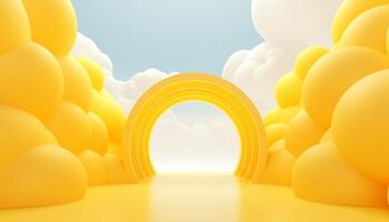 AI Generated Abstract yellow-blue background. Skies and clouds. The entrance to paradise. photo