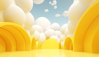 AI Generated Abstract yellow-blue background. Skies and clouds. The entrance to paradise. photo