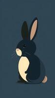 AI Generated Rabbit with a smile sitting on a dark blue background photo