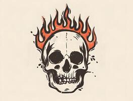 AI Generated a skull with flames coming out of it on a white background photo