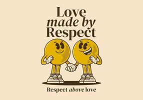 Love made by respect. Vintage character of two ball head, in hand in hand pose vector