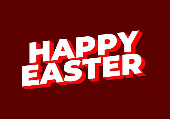 Happy easter. Text effect design in eye catching colors and 3 dimension style