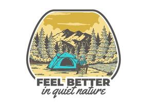 Camping in nature. Vintage outdoor illustration design vector