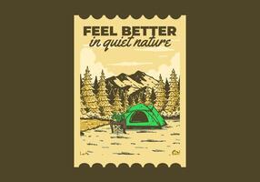 Camping in nature. Vintage outdoor illustration design vector