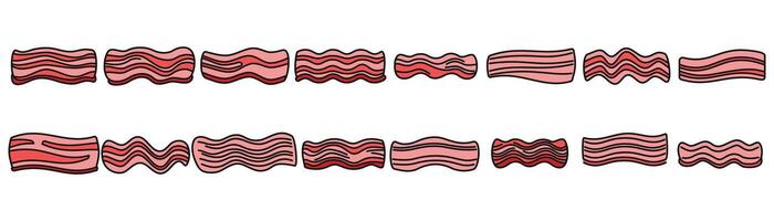 Bacon icons set vector color line