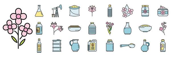 Canola icons set vector color line