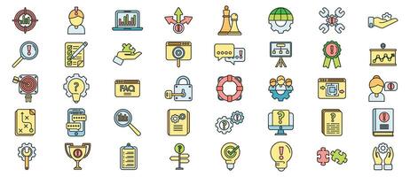 Problem solving icons set vector color line