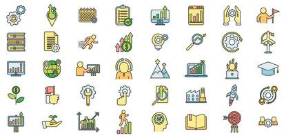 Sustainable development icons set vector color line