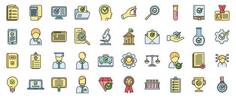 Expertise icons set vector color line