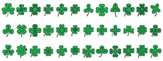 Clover icons set vector color line