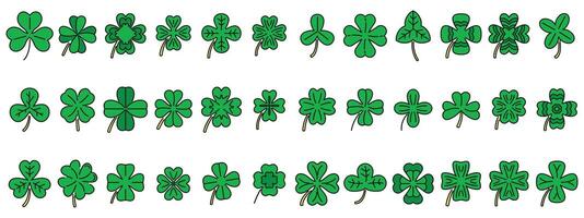 Clover icons set vector color line