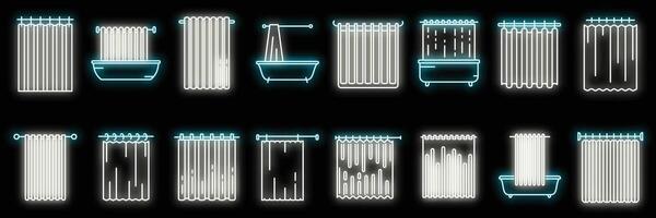 Shower curtain icons set vector neon