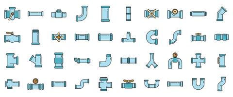 Pipe icons set vector color line