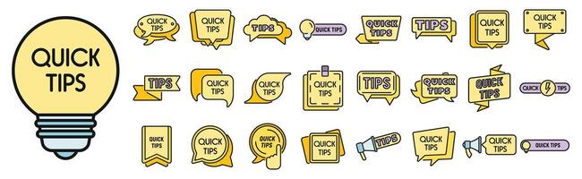 Tips icons set vector color line