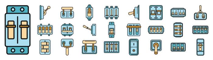 interruptor automático cambiar íconos conjunto vector color línea