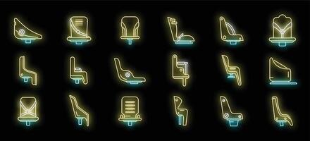 Child seat bike icons set vector neon