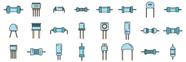 resistor íconos conjunto vector color línea