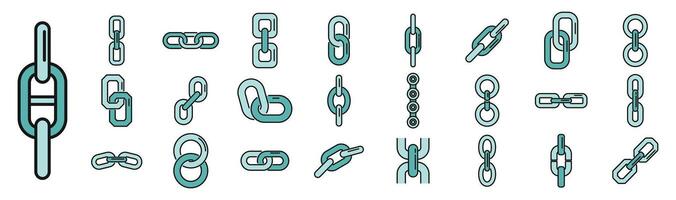 Chain link icons set vector color line